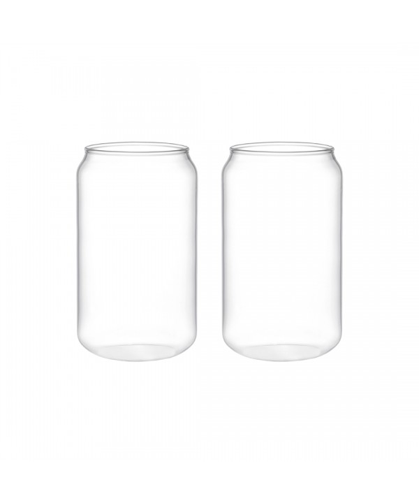 Tall can-shaped water glasses 380ml - set of 2