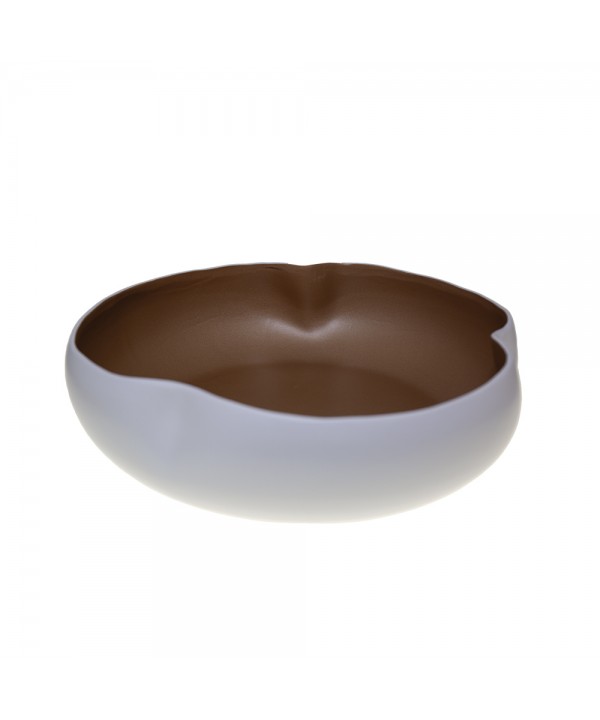 White and gold ceramic salad bowl 34x34x10cm