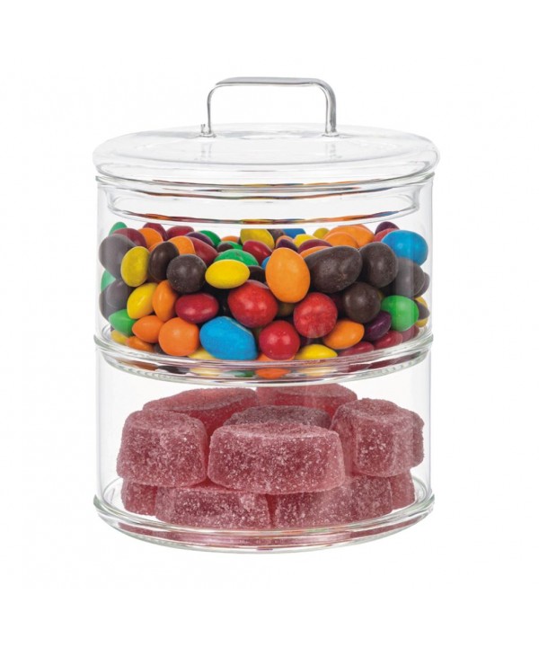 Two-tier stacked glass candy jar