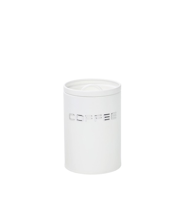 White and silver coffee tin 11x11x15cm