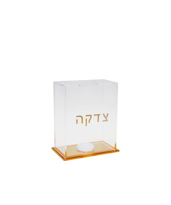 Clear and gold acrylic Tsedaka 16x4x23.5cm