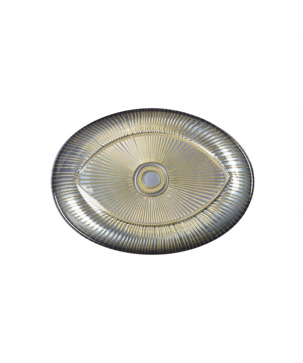 Oval eye-shaped bowl 22x15.5cm silver