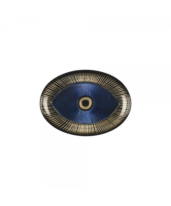 Dark oval eye-shaped bowl 22x15.5cm