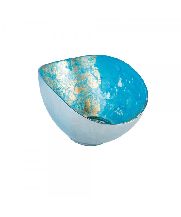 Oval blue and gold bowl 26.5x14.3x11.5cm