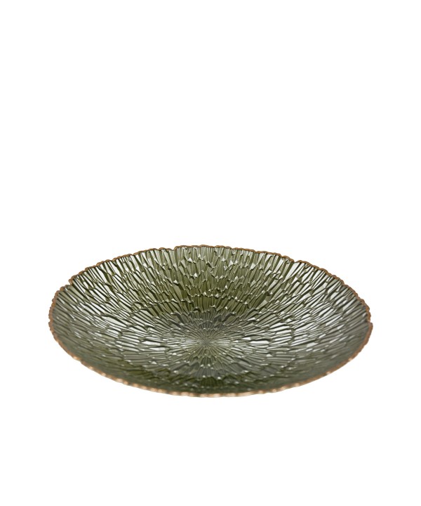 Green salad bowl with gold rim 32.5cm