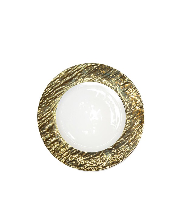 White and gold dessert plate 22cm
