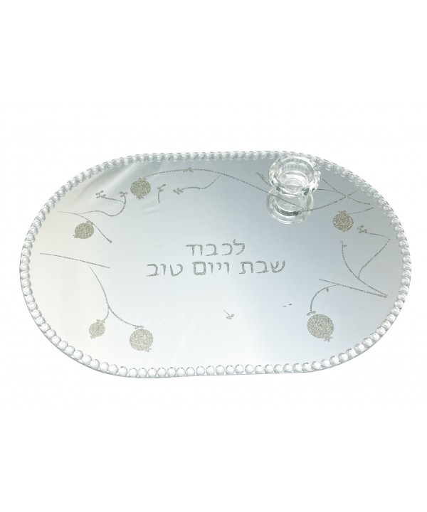 Oval pomegranate gold bread plate