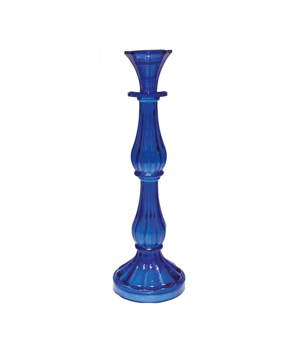 Medium blue candlestick h31cm