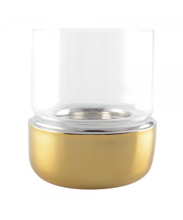 Double-wall gold lantern 16x16x26cm