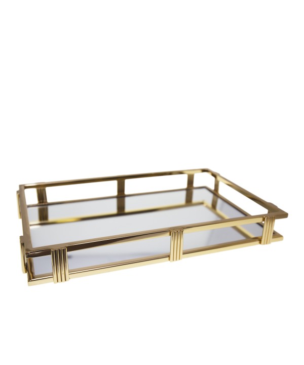 Gold rectangular mirror tray 42x27x5cm