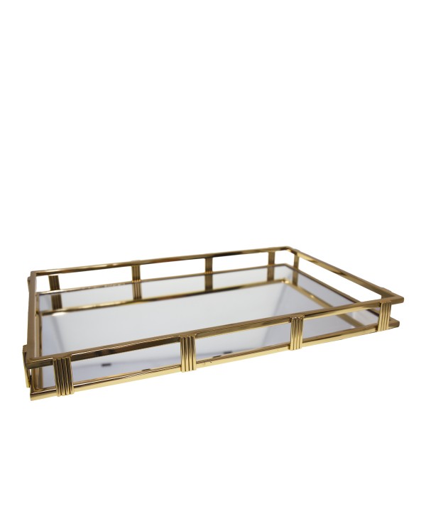 Gold rectangular mirror tray 56x36x5cm