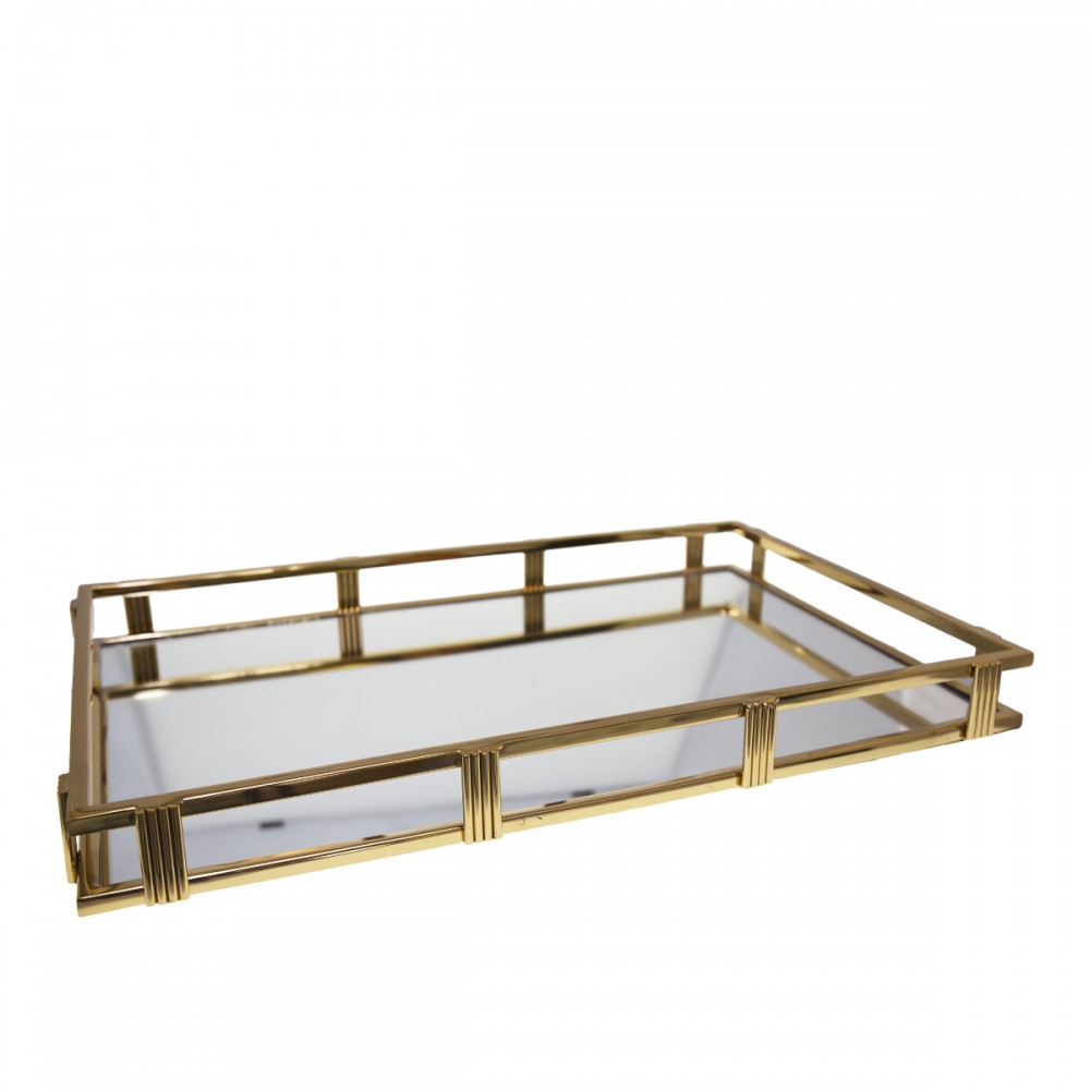 Gold rectangular mirror tray 56x36x5cm