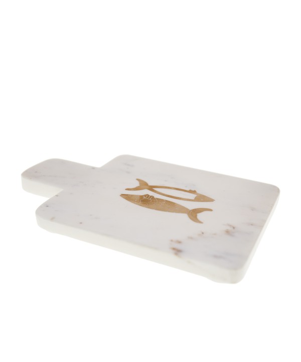 Marble cheese tray with golden fish 15.5x22x1.5cm