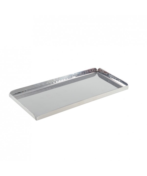 Rectangular hammered mirror-effect tray 25.5x11.5x1.25cm