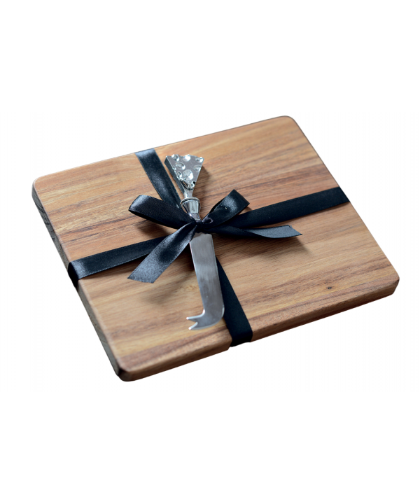 Acacia cheese board with cheese design knife