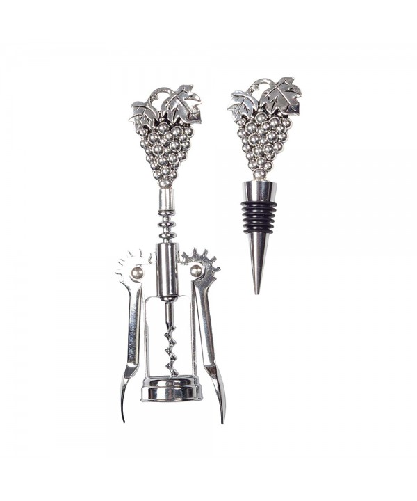 Silver grape corkscrew and bottle stopper