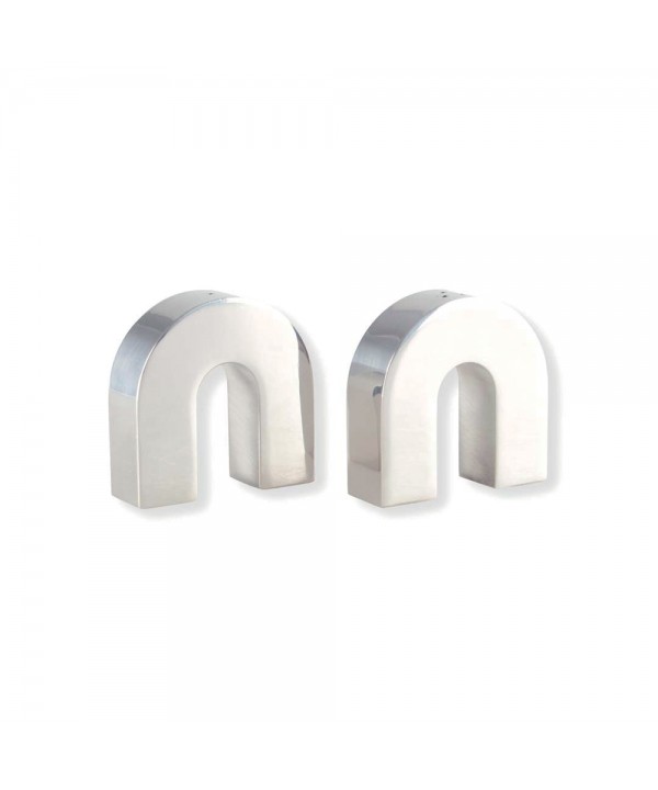 Silver arc salt and pepper shakers 6x2x6cm