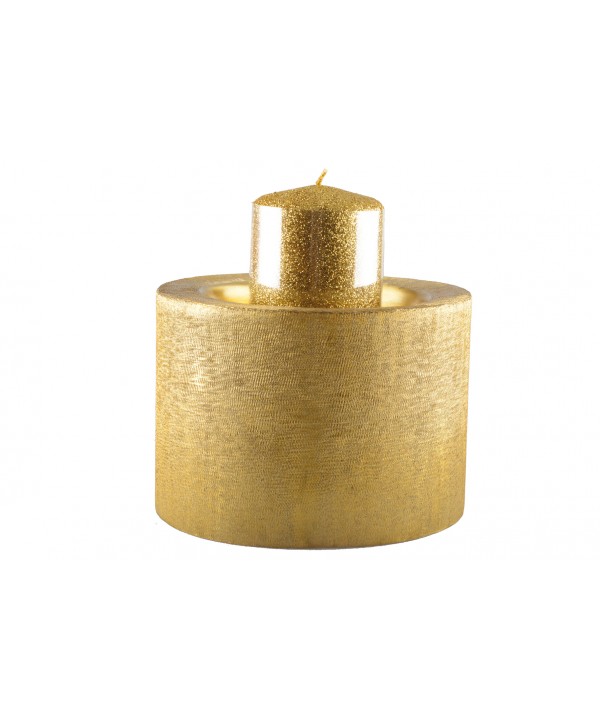 Gold metal candle holder 16.5x16.5x11.5cm