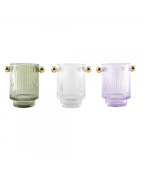 Three-color candlesticks 8.8x12.5x13cm - set of 3