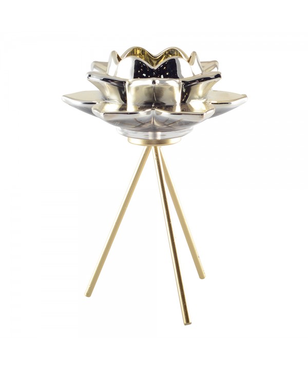 Gold flower pedestal candlestick 15x15x20.5cm