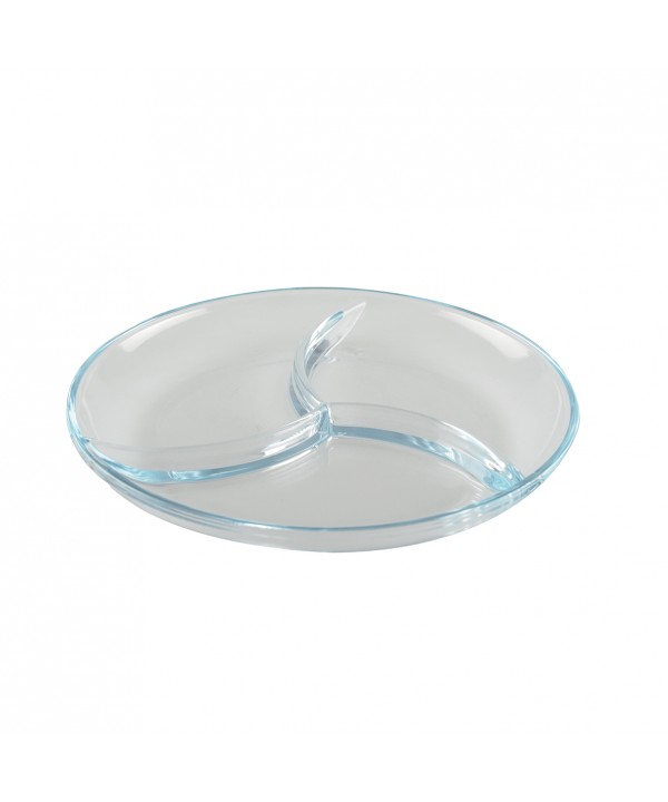 Round glass dish with 3 compartments