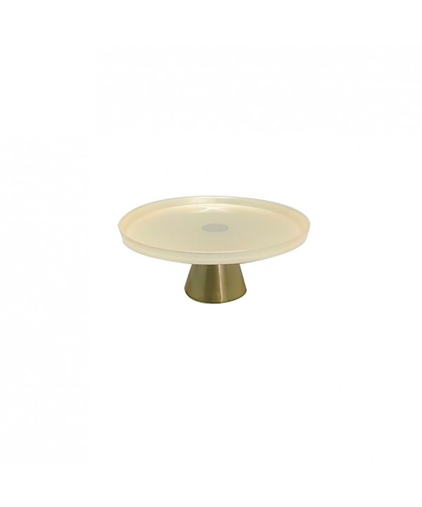 Vanilla cake dish with gold foot 21x21x8cm