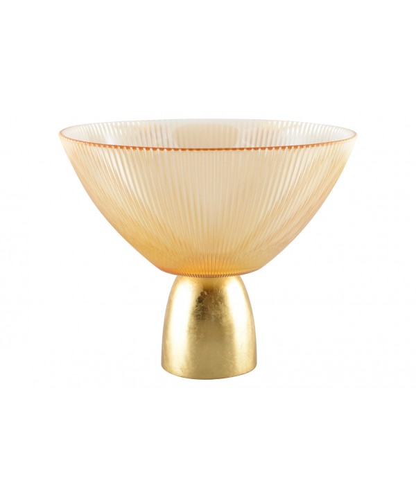 Amber ribbed footed bowl 22x22x18cm