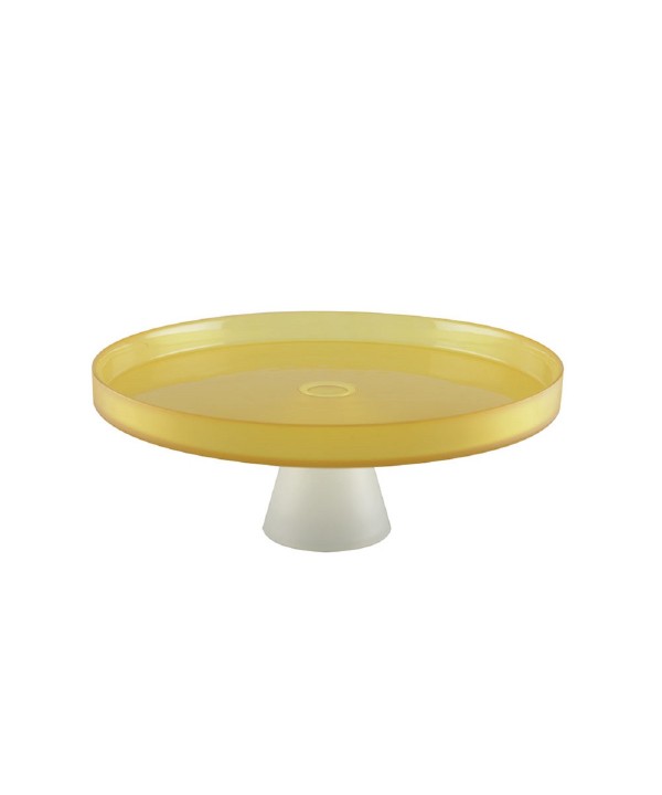 Yellow cake dish with white foot 28cm - lemon