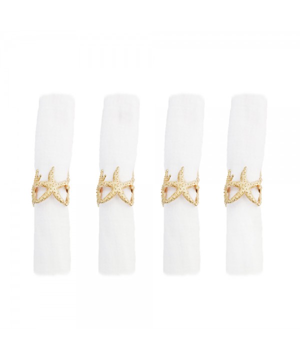 Golden starfish napkin rings - set of 4