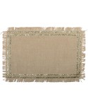 Golden rectangular burlap placemat