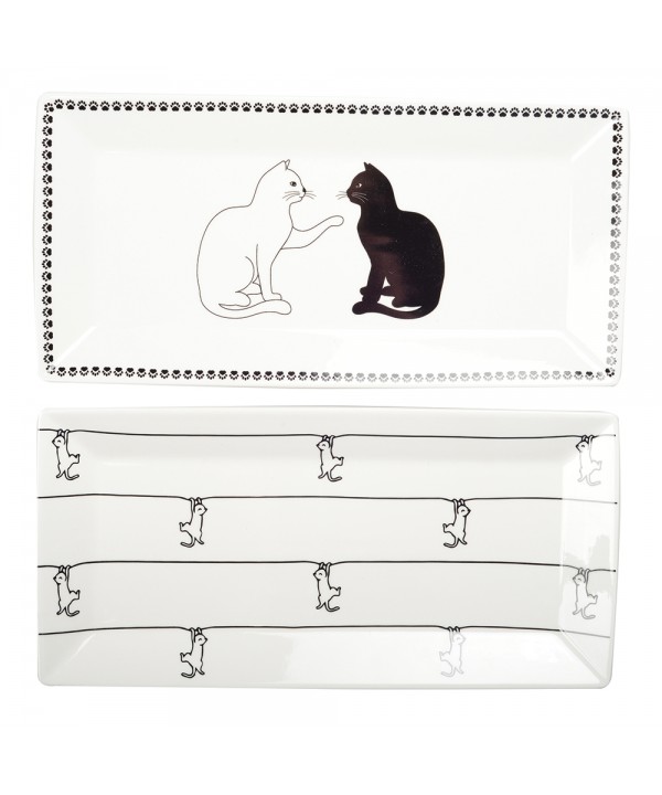 Black and white cat design trays - set of 2