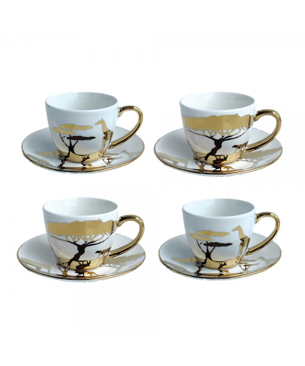 Golden Savane coffee cups and saucers - set of 4