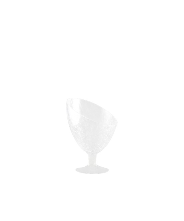Cracked effect glass pedestal bowl conical 18x18x25cm