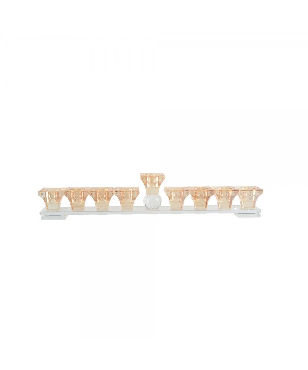 Golden 9-branch glass menorah h7cm