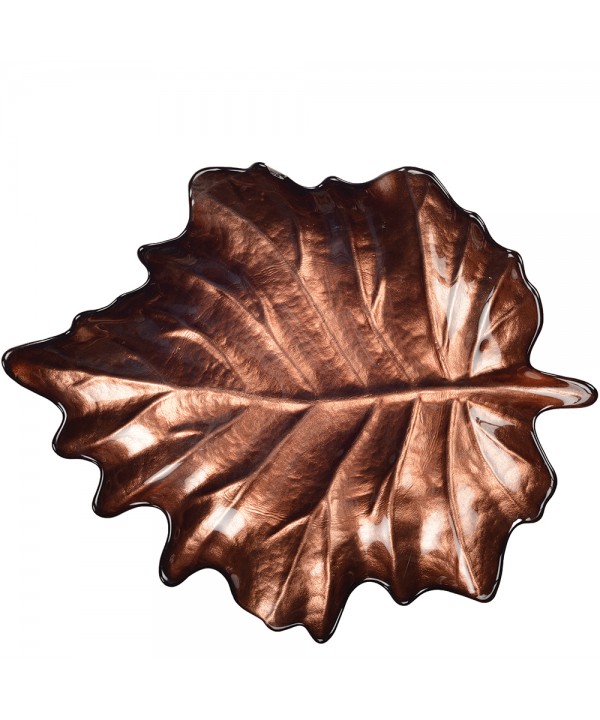 Large brown leaf bowl 29.2x36x4cm
