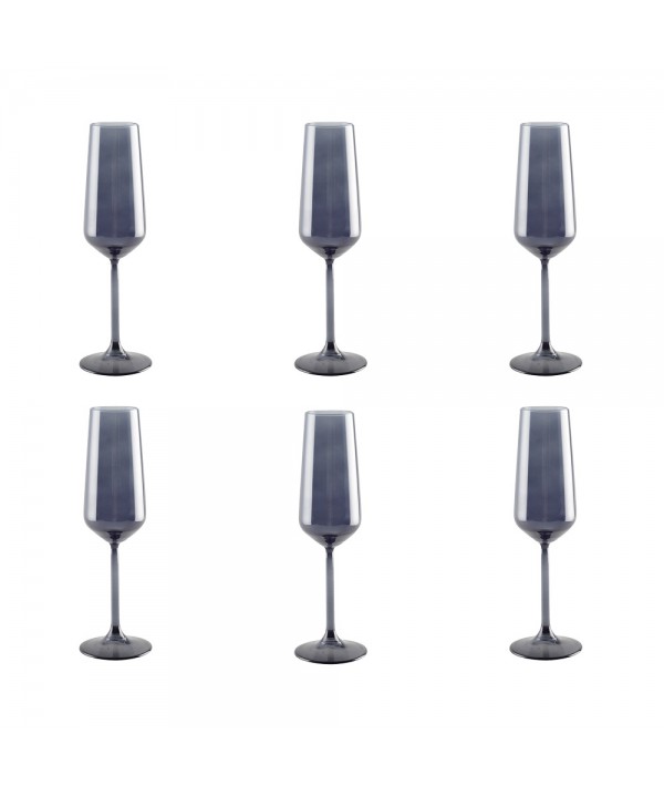 Black champagne flutes – set of 6