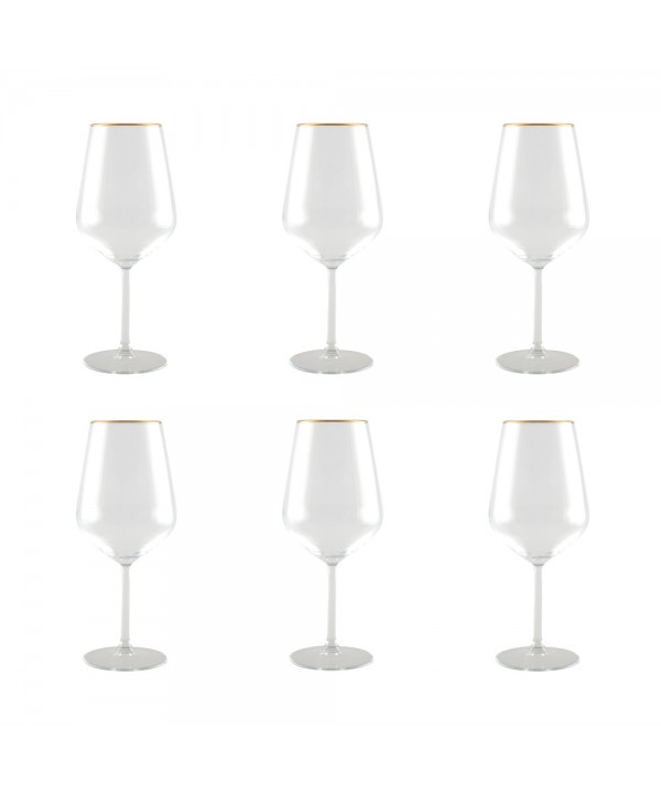 Matte gold-edged wine glasses – set of 6
