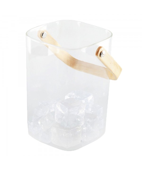 Ice bucket with wooden handle 11.5x11x15.5cm