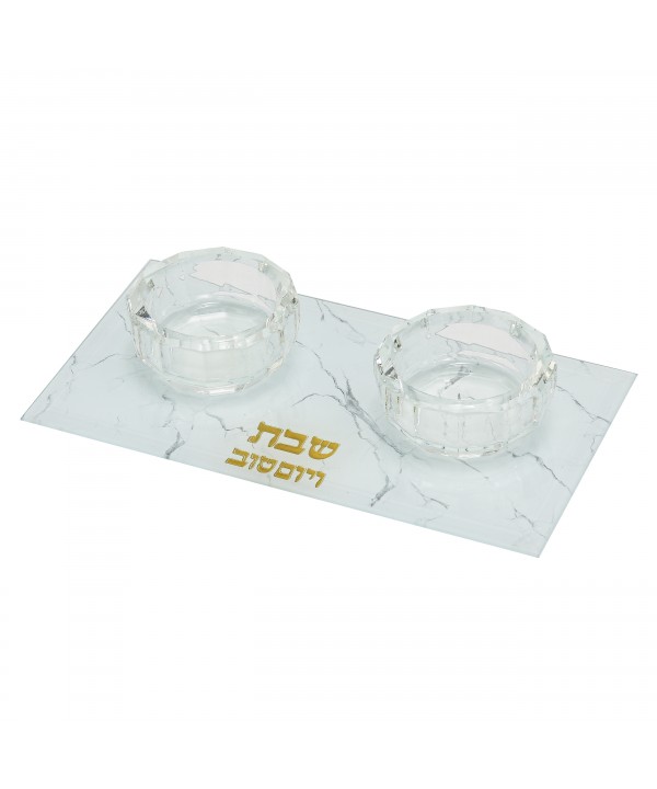 Double gold candleholders 9x17cm