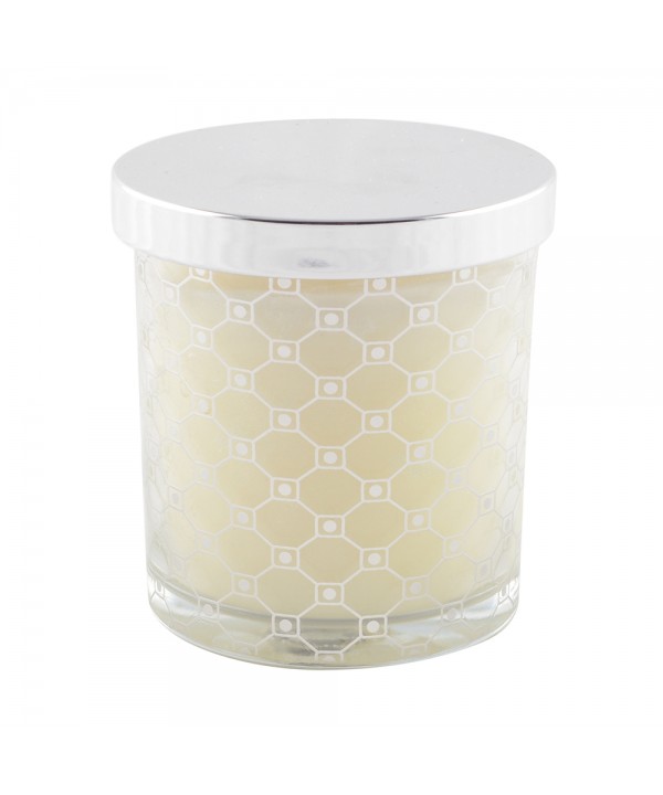 Silver musk candle with lid 7.8x8.2cm