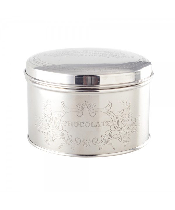 Round silver cookie box 15x15x9cm