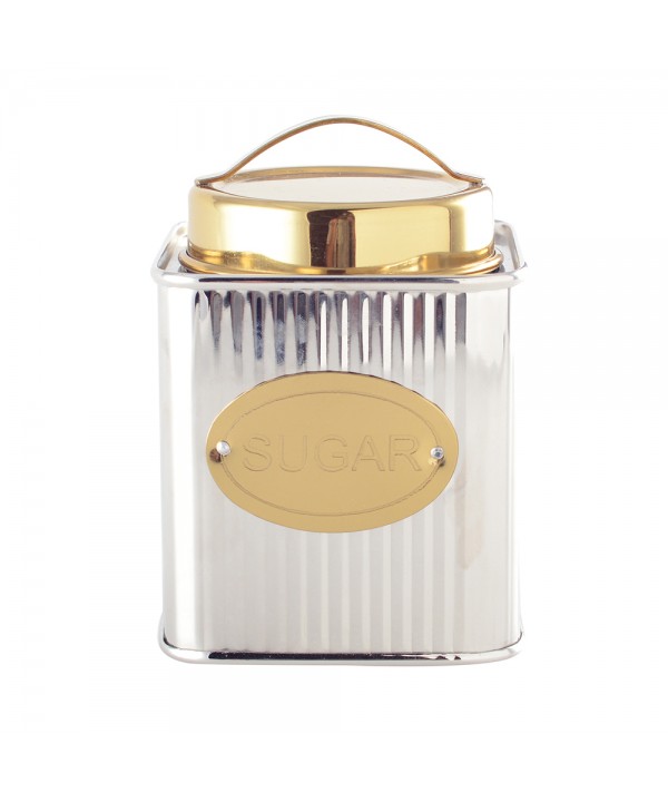 Silver and gold sugar box 10x10x10cm