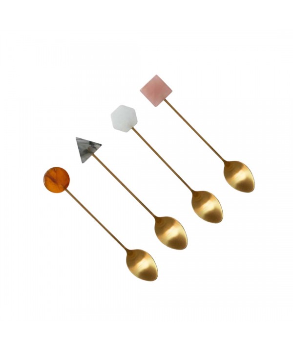 Spoons with multicolored acrylic tips - set of 4