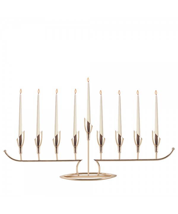 Gilded menorah on stand 77x12x29cm