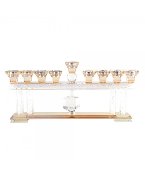 Transparent and golden 9-light menorah 35x5x17.5cm