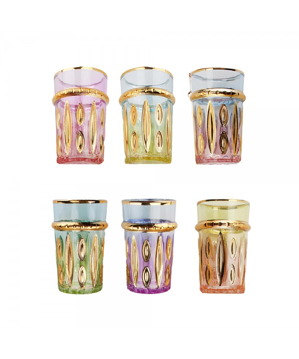 Oriental tea cups 6 colors - set of 6