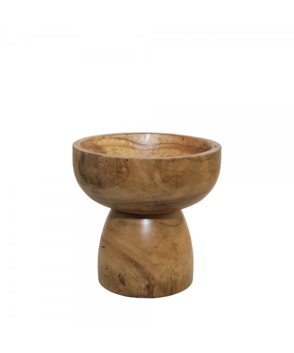 Wooden decorative pedestal bowl 23.5x23.5x24.5cm