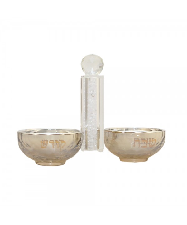 Amber crystal double salt and pepper shaker