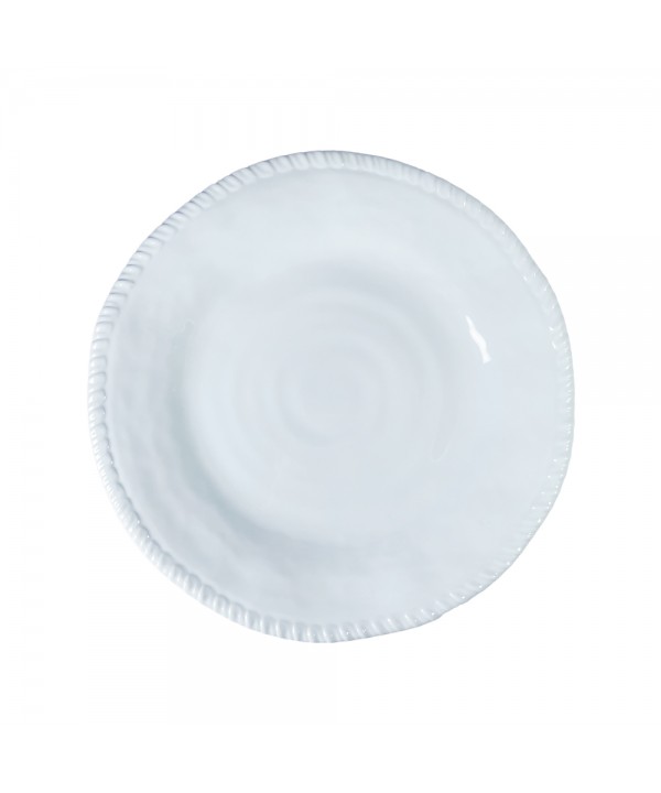 White melamine dinner plate with rope border 28x28x2.5cm