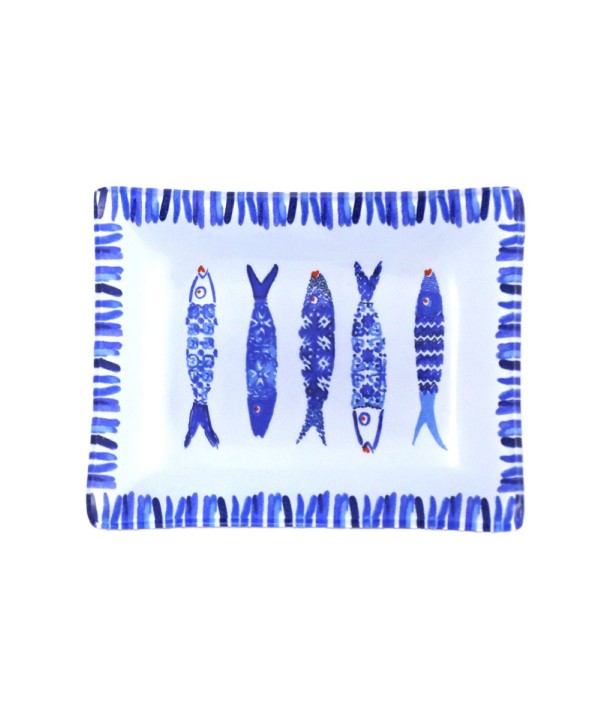 Rectangular blue fish bowl 10.3x8.1x1.4cm - set of 6